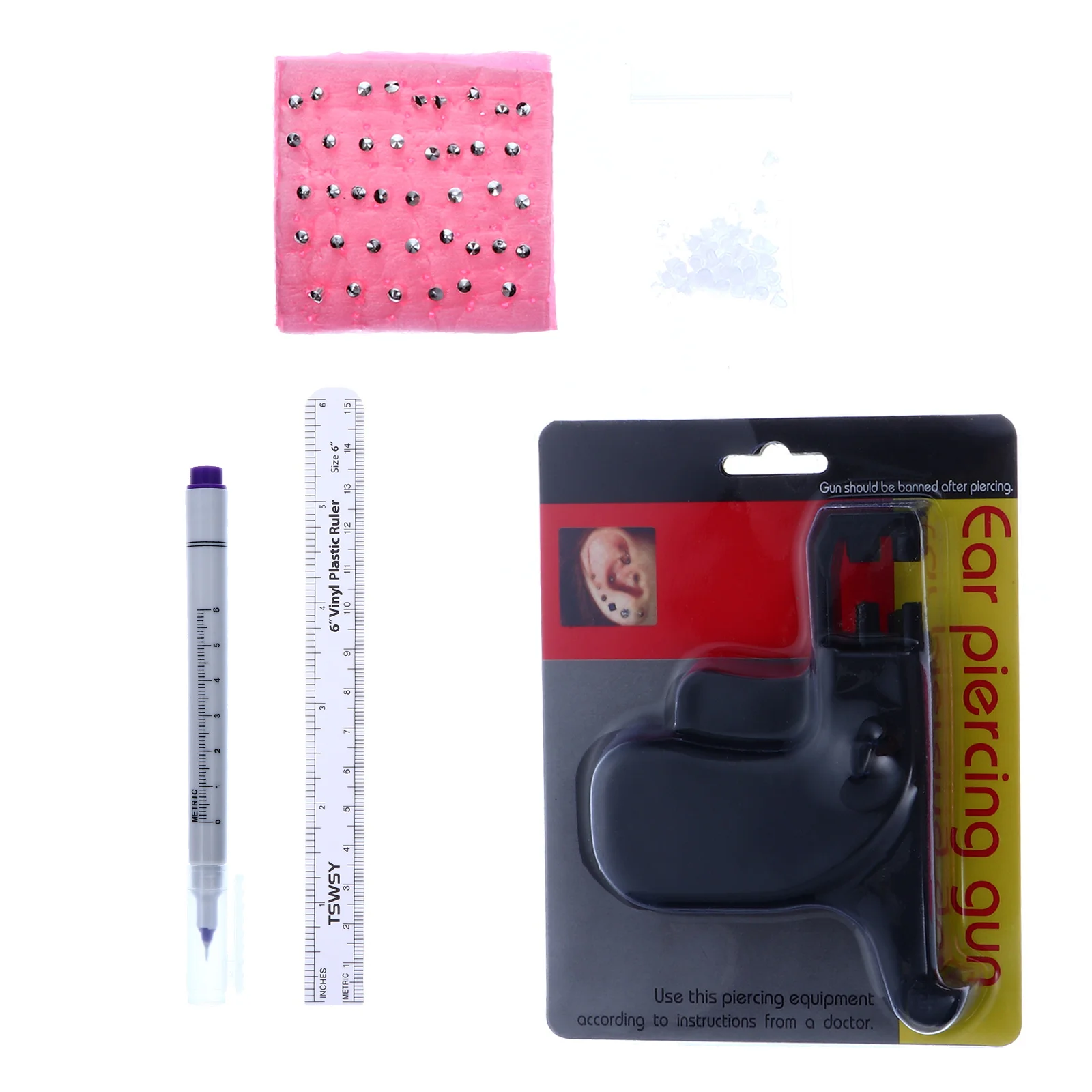 

Ear Piercing Kit Body Jewelry Needle Tool Plastic Studs Durable Professional Home Use Painless Piercing