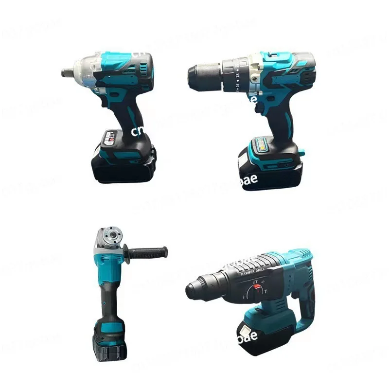

Lithium battery drill wrench screwdriver angle grinder electric hammer brushless tool 4-piece set, tool set