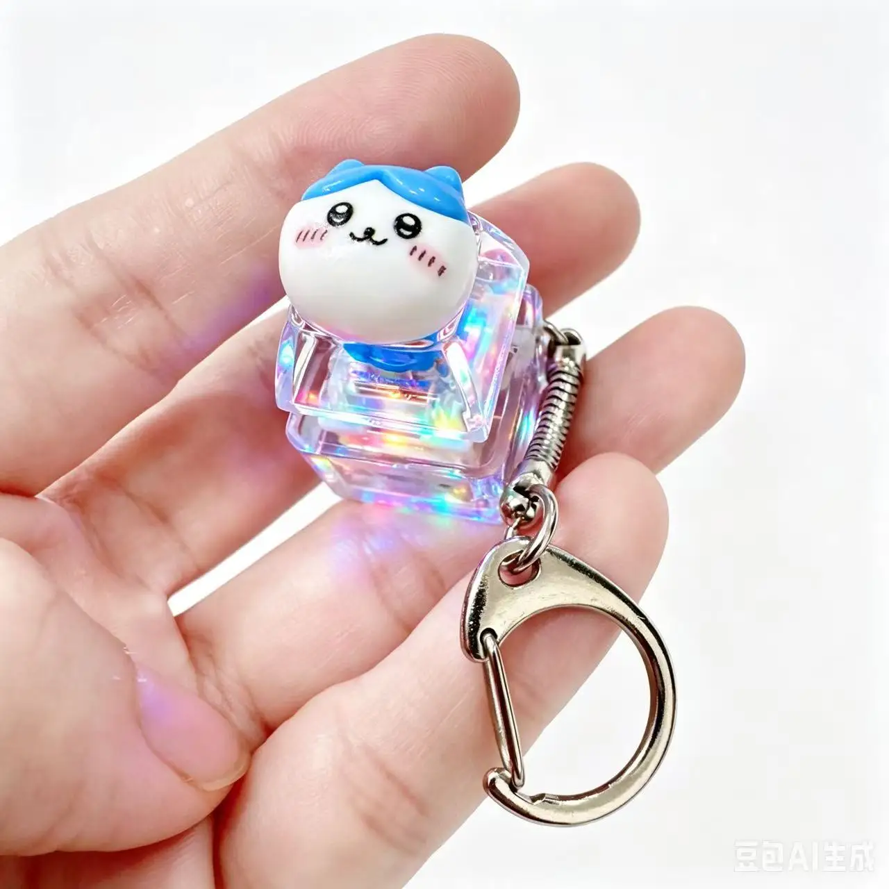 LED Chiikawa Tastatur-Schlüsselanhänger, Fidget-Spielzeug, Kawaii, mit Klicktasten, zur Stresslinderung, tragbares Schreibtisch-Schlüsselzubehör, süßes Deko-Geschenk für Fans – Detail 3
