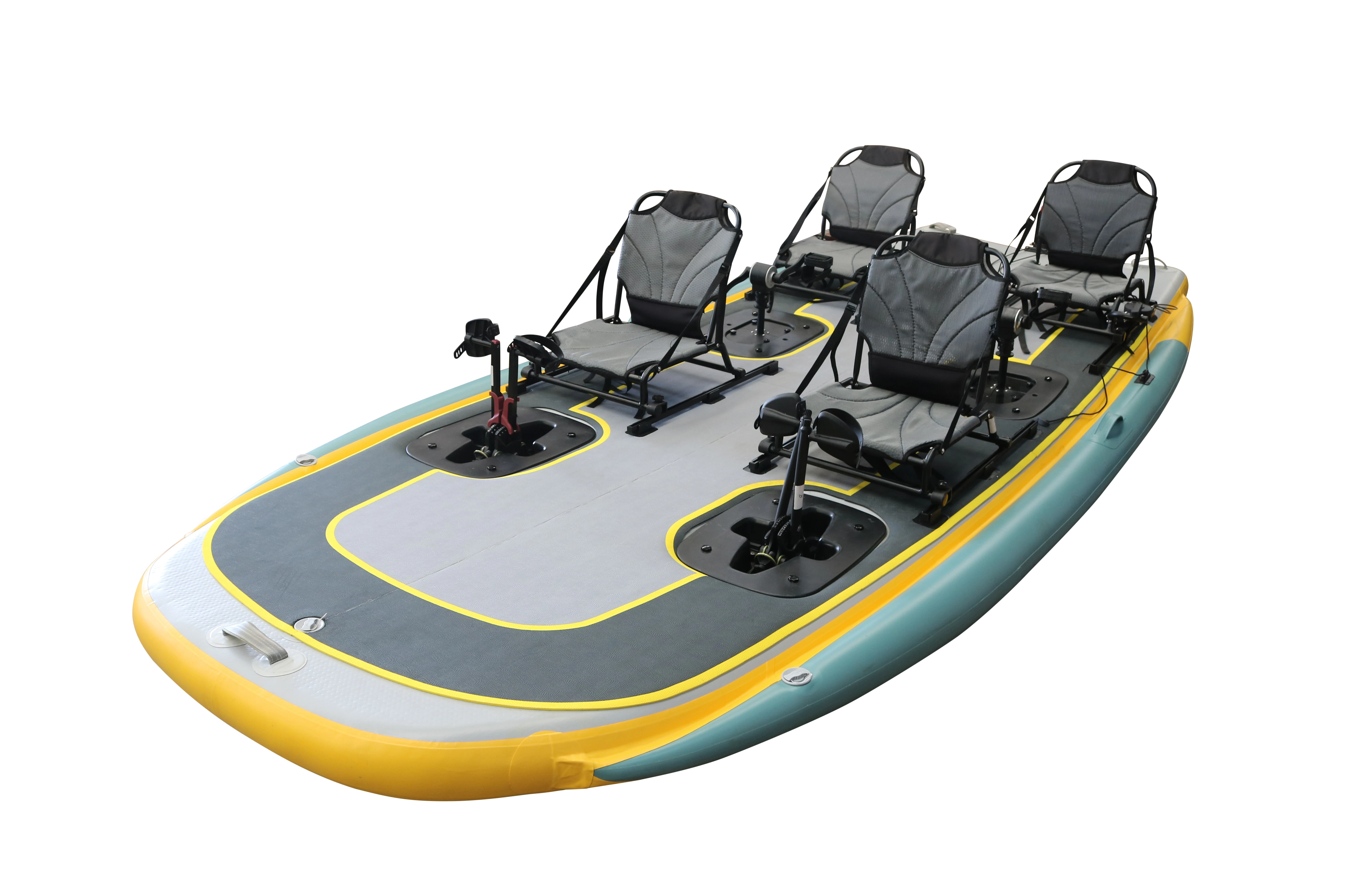 4 Person PVC Dropstitch Inflatable Kayak for Water Recreation, Rudder & Engine Mount Ready for Lake Sea Drifting Rowing