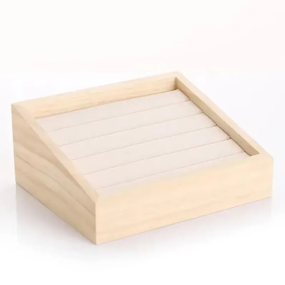 

Деревянный поднос для ювелирных изделий, настольный поднос для ювелирных изделий, бархатный/кожаный кулон, серьги, подставка, держатель, стойка для хранения реквизита