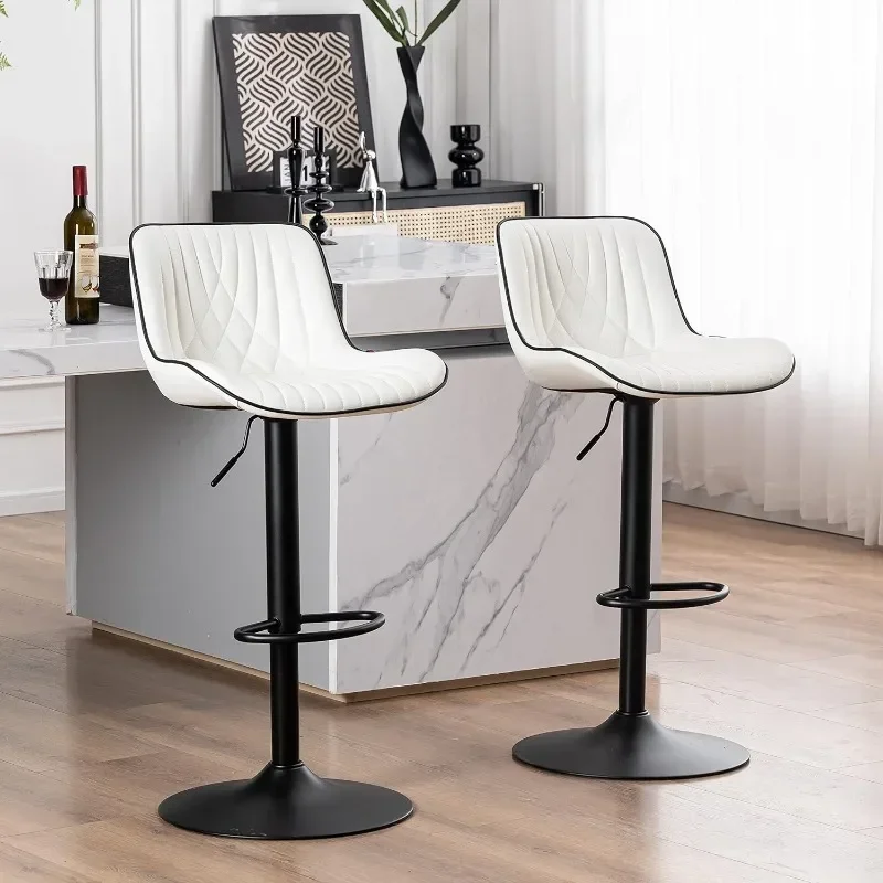 

YOUTASTE Adjustable Counter Height Bar Stool， Faux Leather Upholstered Modern Swivel Stool Chairs with Back