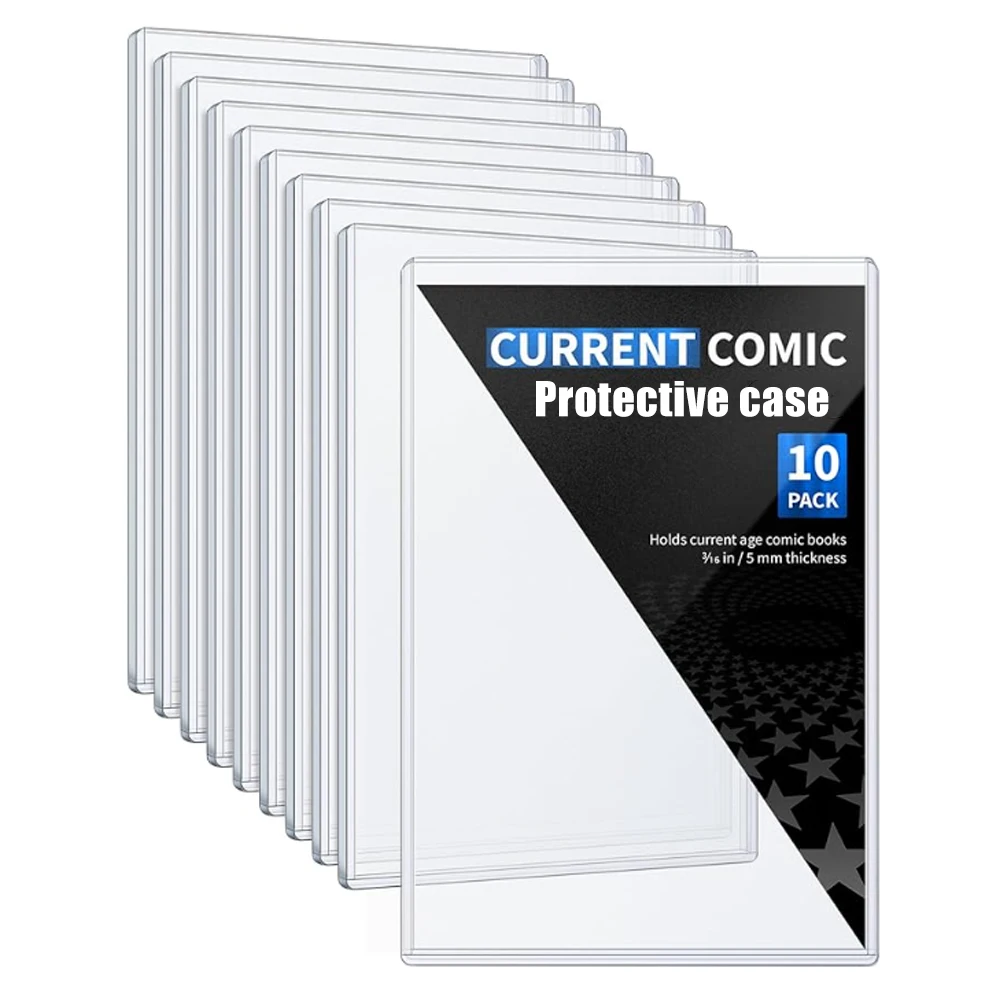 Paquete de 10 Fundas Protectoras para Cómics, Tamaño Interior 279x177x5mm, Fundas Protectoras UV, Estuche Rígido de Plástico para Almacenamiento