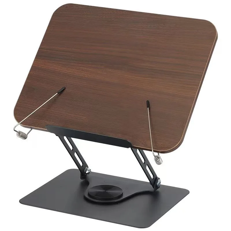 

Wooden Rotating Reading Book Stand - Adjustable Height Laptop Tablet Holder with 360° Rotation & Multi-Purpose Display Shelf