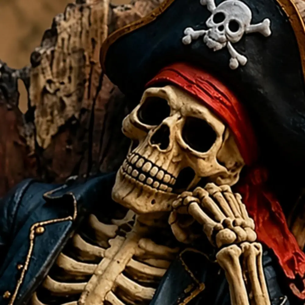 Aquarium Pirate Skull Decorations Freshwater Tank Landscape Pirate Skeleton Throne Aquarium Ornament Resin Fish for Freshwater