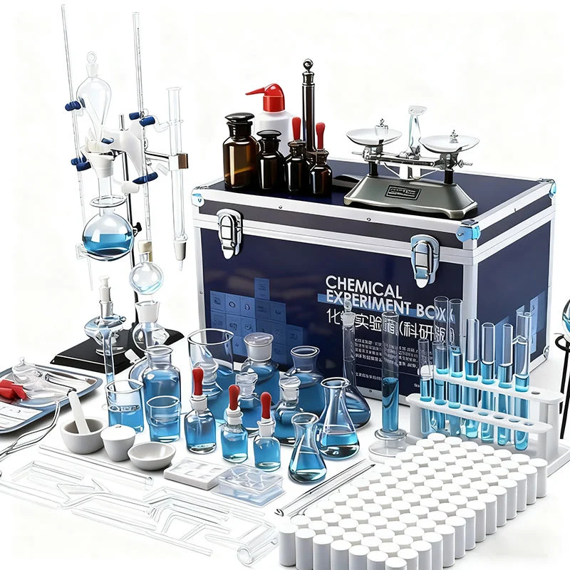 Maihun Aluminum Alloy Packaging Chemistry Lab Kit for School Use with Laboratory Glassware and Various Experiments