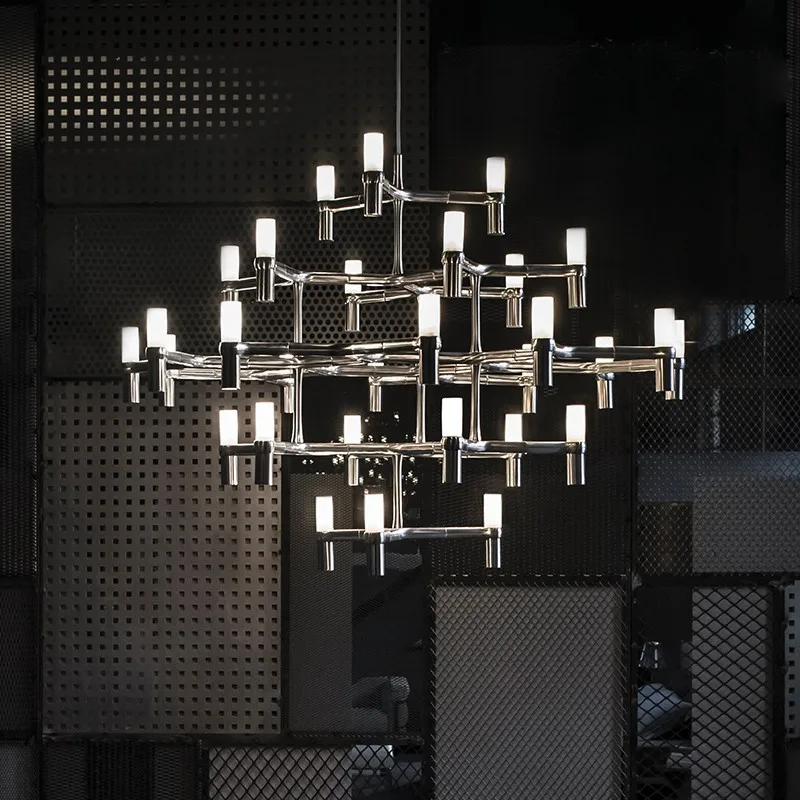 2025 Art Design 12/30 Heads LED Crown Major Gold Pendant Light Lamp Hall Restaurant Dining Room Chrome Luminaire Suspended Light