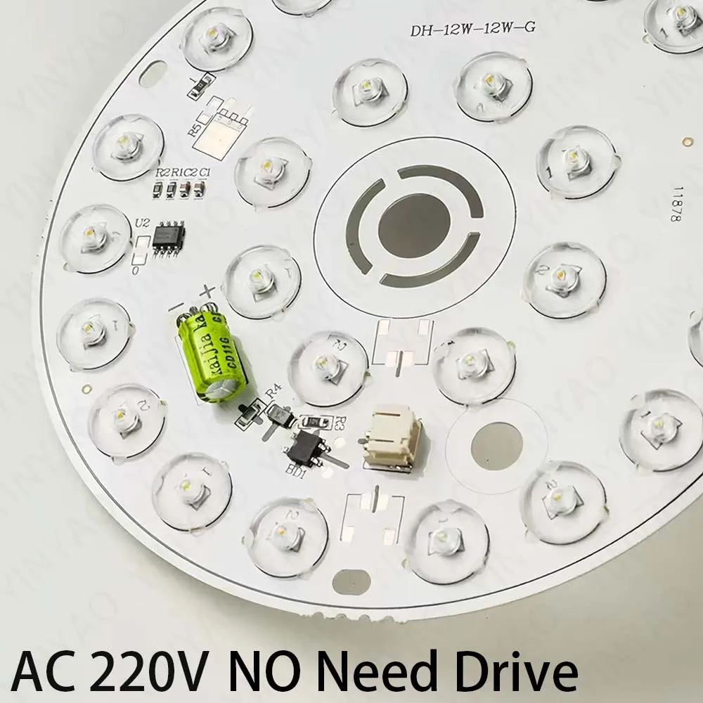 6 واط 12 واط 14 واط ضوء مجلس AC220V لا حاجة محرك الحرة الثريا الفتيل مصدر الضوء ضوء السقف أحادية اللون ثلاثة ألوان عدسة SMD2835