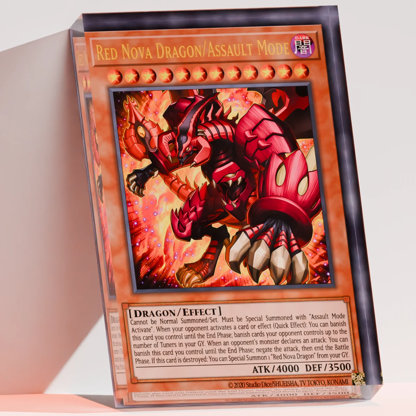 Yu-Gi-Oh YGO Red Nova Dragon Assault Mode Clear Acrylic Block Anime Goods Desktop Ornament Anime Desk Decor Gift