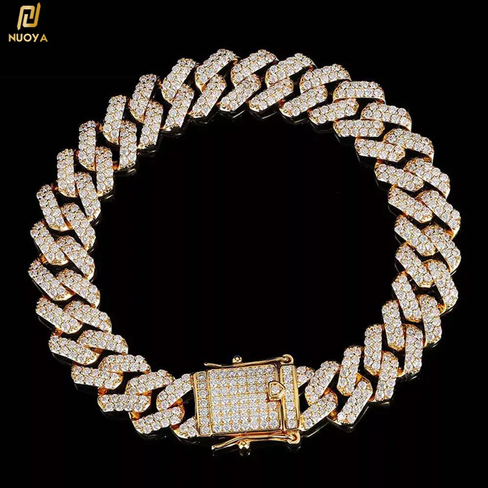 

12mm Hip Hop Zircon CZ Bracelet Iced Clasp Miami Cuban Link Bracelet Jewelry for Mens