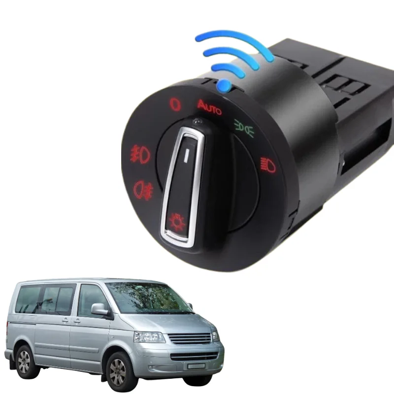 Interruptor automático de faros con sensor de luz automático incorporado para VW T5 Caravelle 2003-2008, retroiluminación roja, Plug and Play cromado