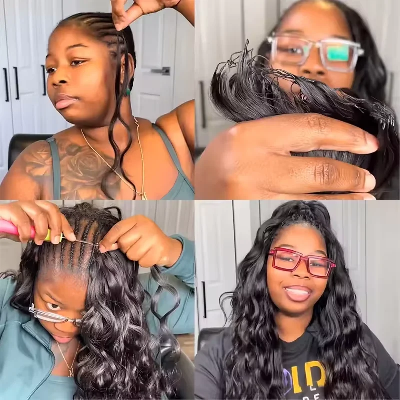 Extensões de Cabelo Humano 100% Pré-Separadas Sem Nós, Cabelo Virgem Indiano Ondulado, Pacotes de Cabelo com Efeito Pluma, Trança Boho Twist
