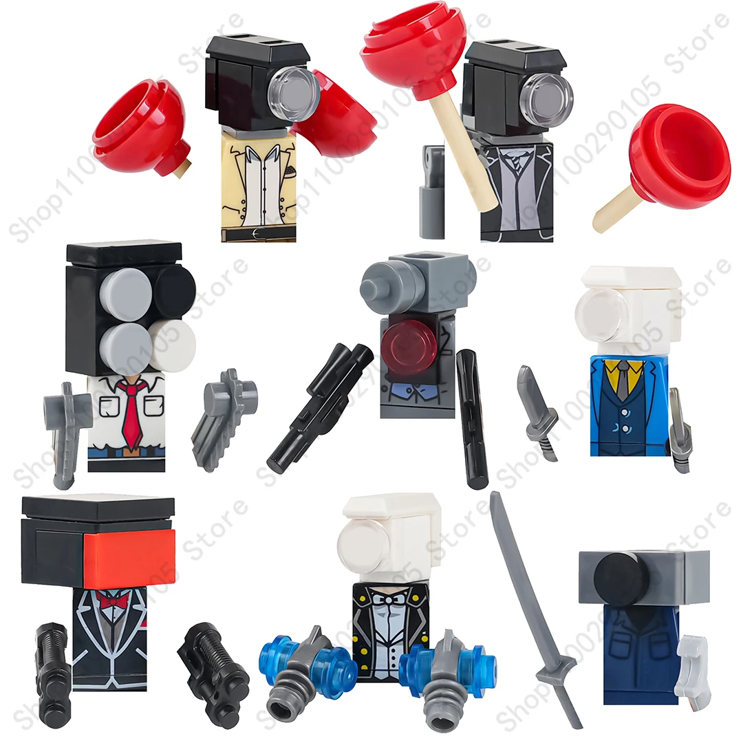 KDL818 LG1008 1009 Skibidi Toilet Anime Cartoon Bricks Dolls Cameraman Speakerman TV Man Mini Action Toy Figura Building Blocks