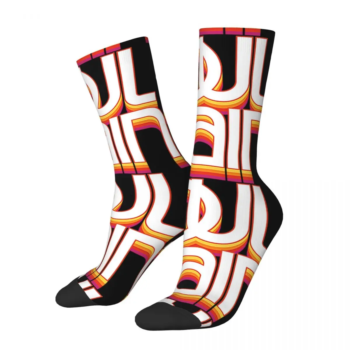 Funny Happy Men's compression Socks Logo Retro Harajuku Soul Train Hip Hop Novelty Seamless Crew Crazy Sock Gift Printed