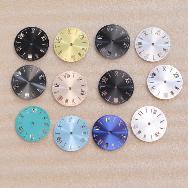 

28.5mm NH35 Dial S Roman Literal Calendar Dial Suitable for NH35 NH36 Gold Nail Literal Movement Modification Watch Accessories