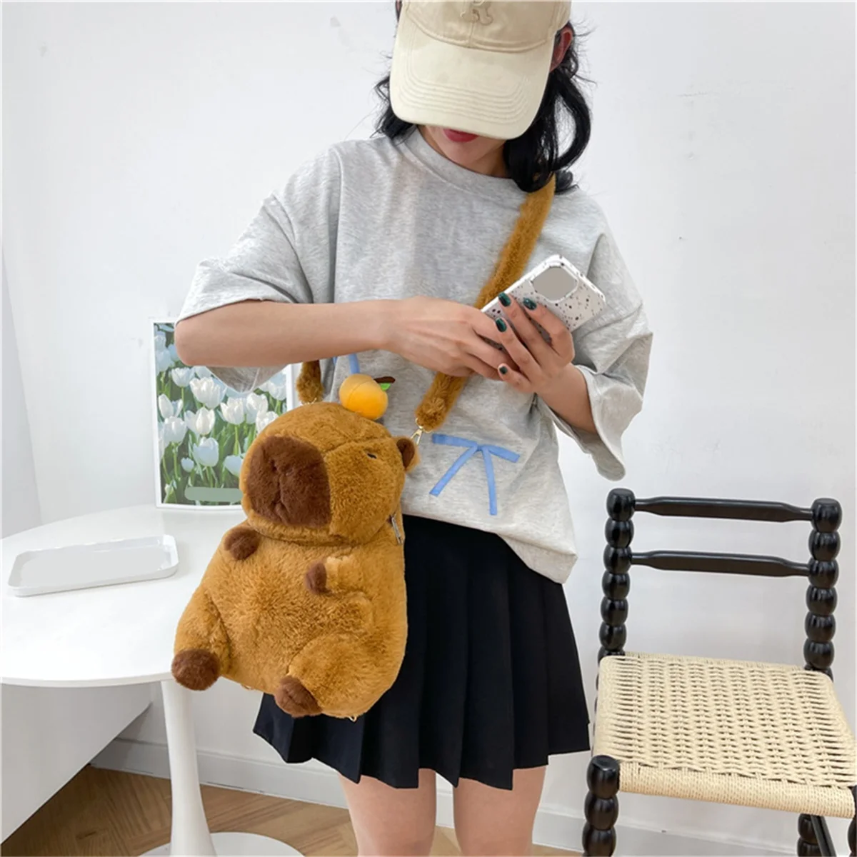 Capybara Plush Backpack Kawaii Fashion Plushie Doll Fur Bag Children'S Bag Shoulder Bag Mini Knapsack Bags