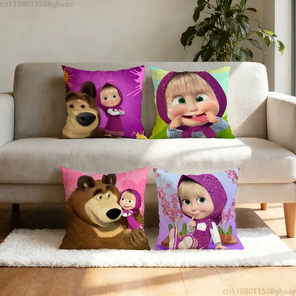 M-Masha And B-Bears pillow cover living room sofa cushion cover bedroom room bed pillow cover home decoration
