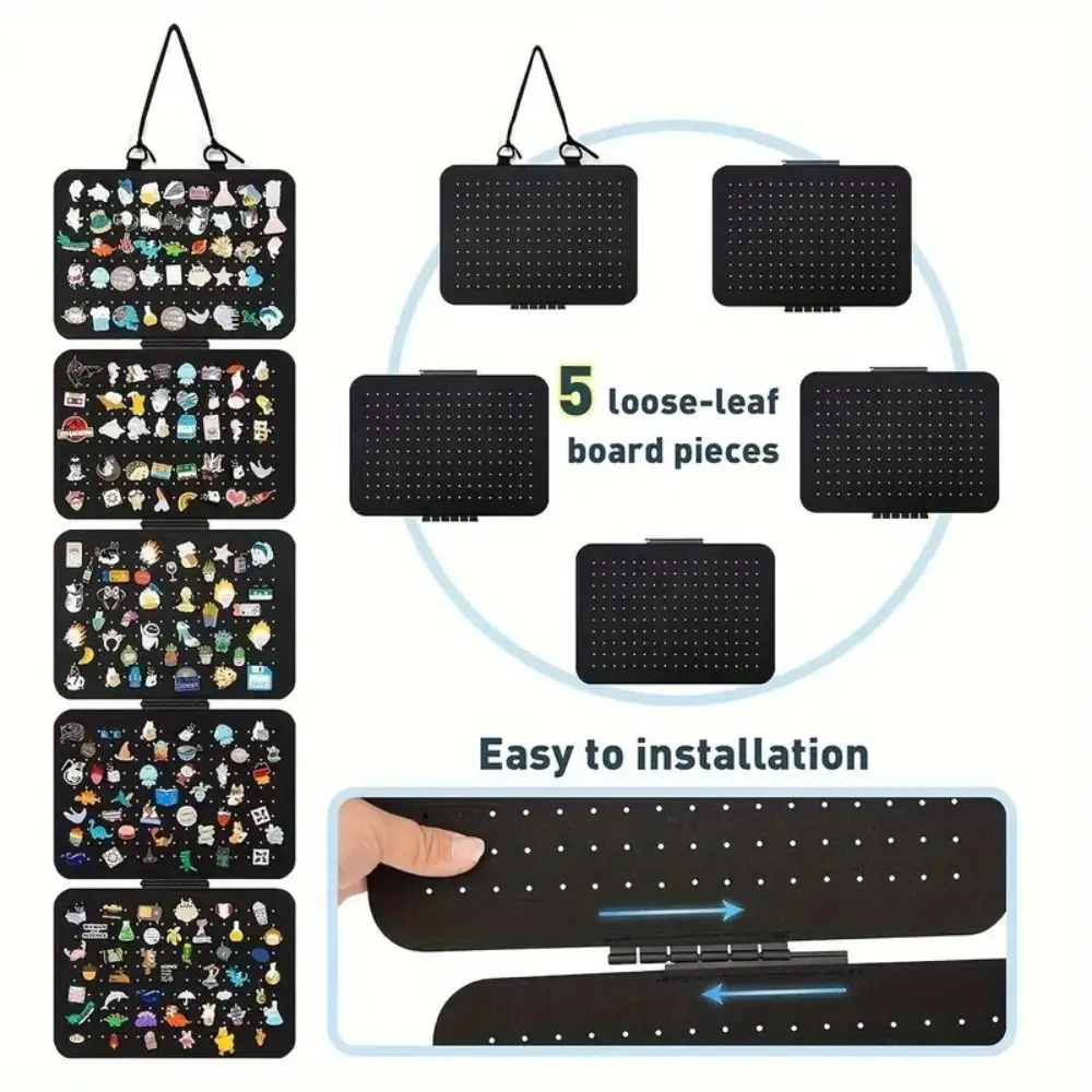 Detachable Foldable Felt Jewelry Organizer Wall Hanging 5-Tier Enamel Lapel Pin Display Panel Lightweight Large Capacity