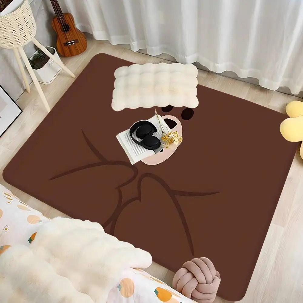 L-Lines Friends B-Brown Bear Floor Mat Rectangle Anti-slip Home Soft Badmat Front Door Indoor Outdoor Mat Welcome Doormat
