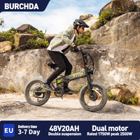 BURCHDA Electric Bicycle R7pro 20Inch Dual Motor 2500W City Ebike OffRoad 48V20AH Powerful Mountain Folding Adults Electric Bike