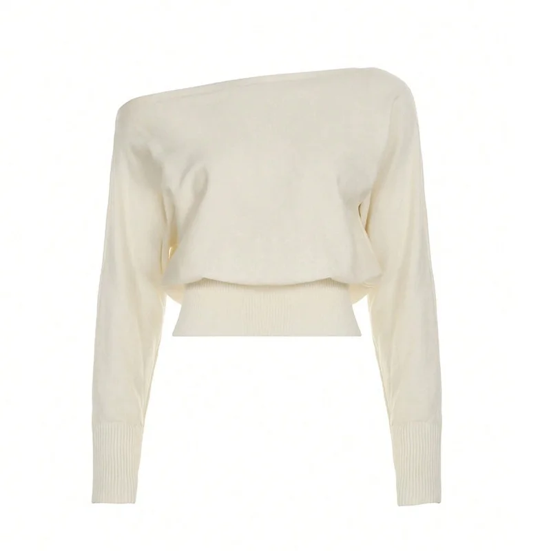 CHIC Ins Autumn Irregular Design Women's Sweaters Sexy Off-Shoulder Knitted Top European Elegant Long Sleeves Pullovers Female