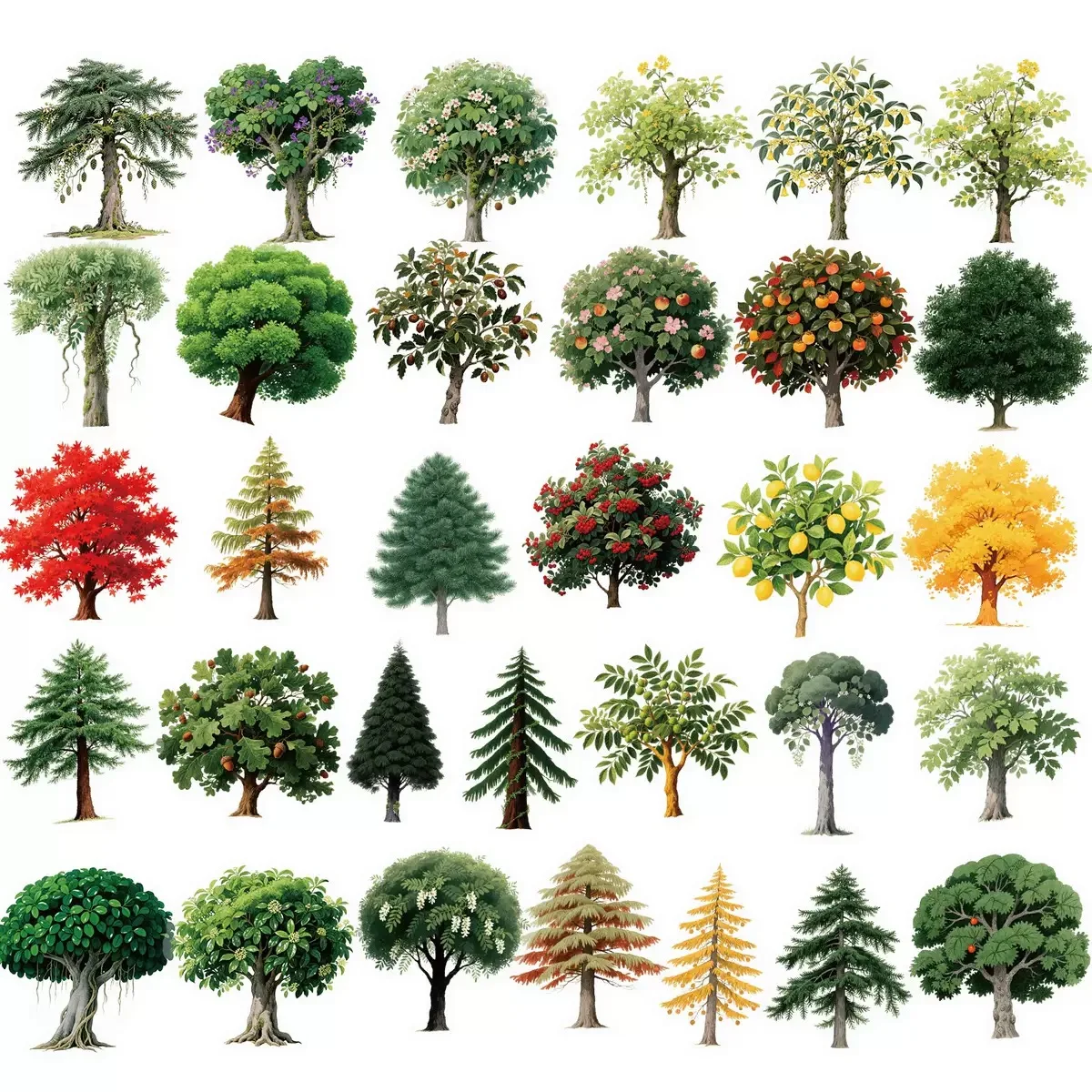 

10/56PCS Cute Forest Trees Plants Transparent Graffiti Stickers Small Fresh Decals DIY Luggage Phone Skateboard Sticker Kid Toy