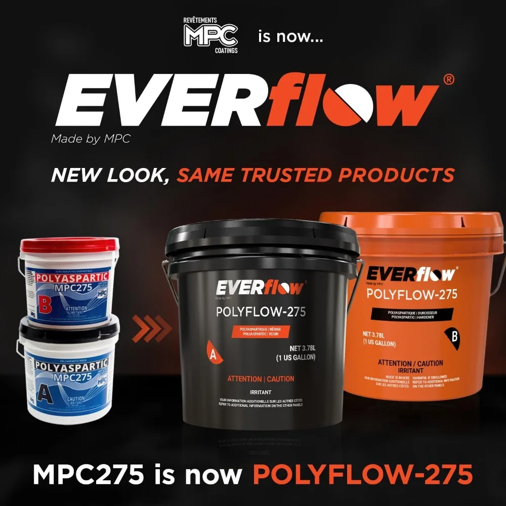 طقم طلاء أرضية بولي سبارتيك 275 - طلاء أرضية جراج بوليوريا لامع شفافة سعة 2 جالون - معطف علوي رفيع وسريع التنظيف