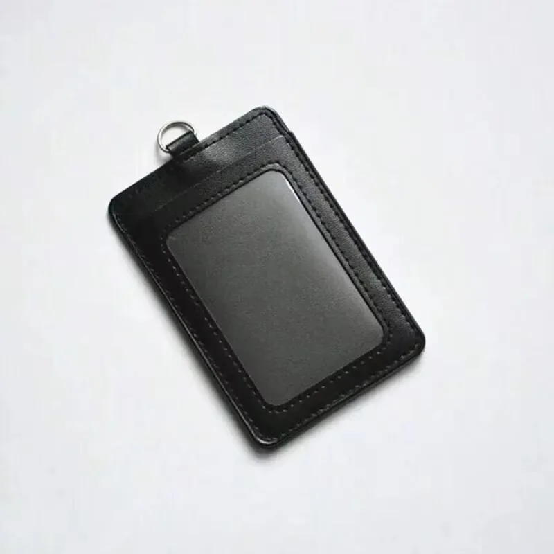 PU Double-Sided ID Card Holder - Employee Staff Students Bus Meal Card Office Meeting Work Pass Card Bank Credit Card Size