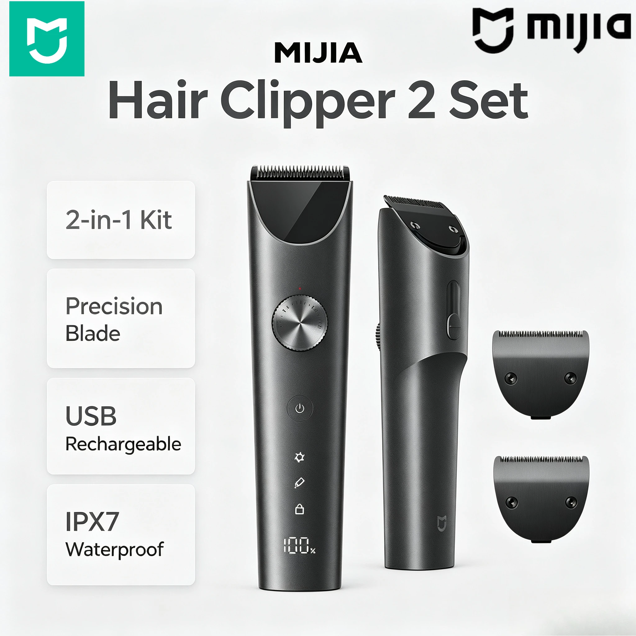 mijia-hair-clipper-2-set-electric-cordless-hair-trimmer-usb-rechargeable-lcd-display-multi-head-home-barber-cutting-kit