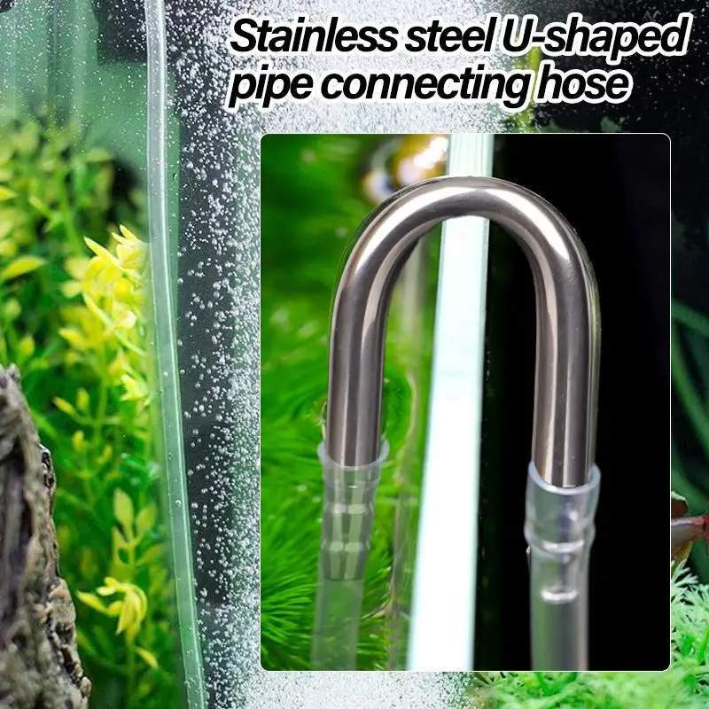 Stainless Steel Aquarium U Shaped Air Pipe Airline Tubing Connectors Fish Tank Co2 Oxygen Tube for Air Pump Accessories