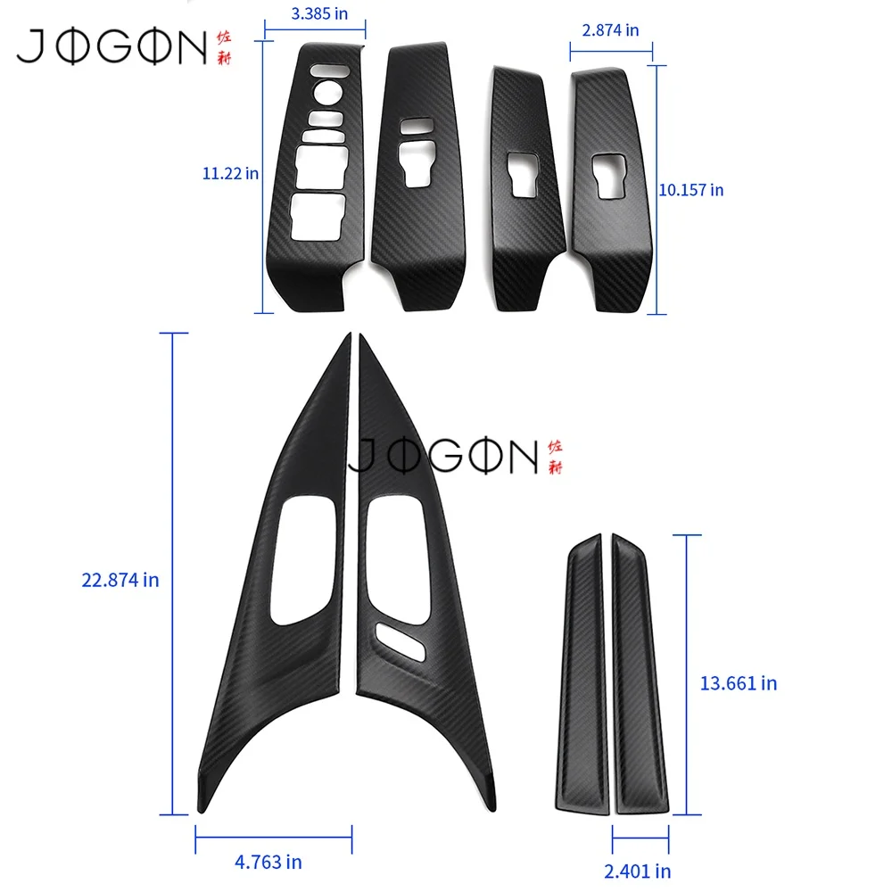 LHD Carbon For Acura Integra 2023+ Car Inner Door Handle W/Mem/Btn & Window Control Lift Switch Frame Cover Trim Accessories
