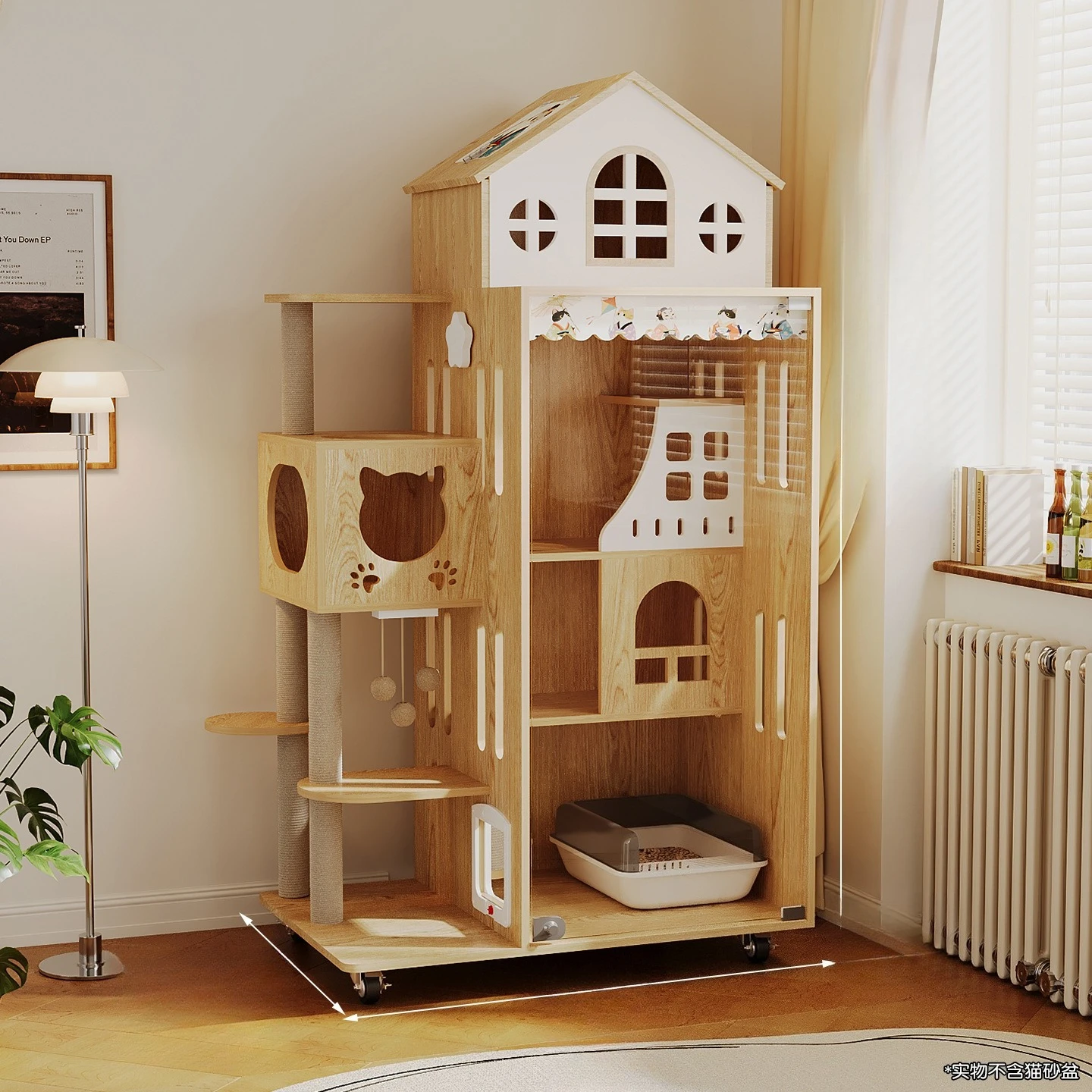 Castle King Cat Villa Plus Large Wooden Home Cat Climber