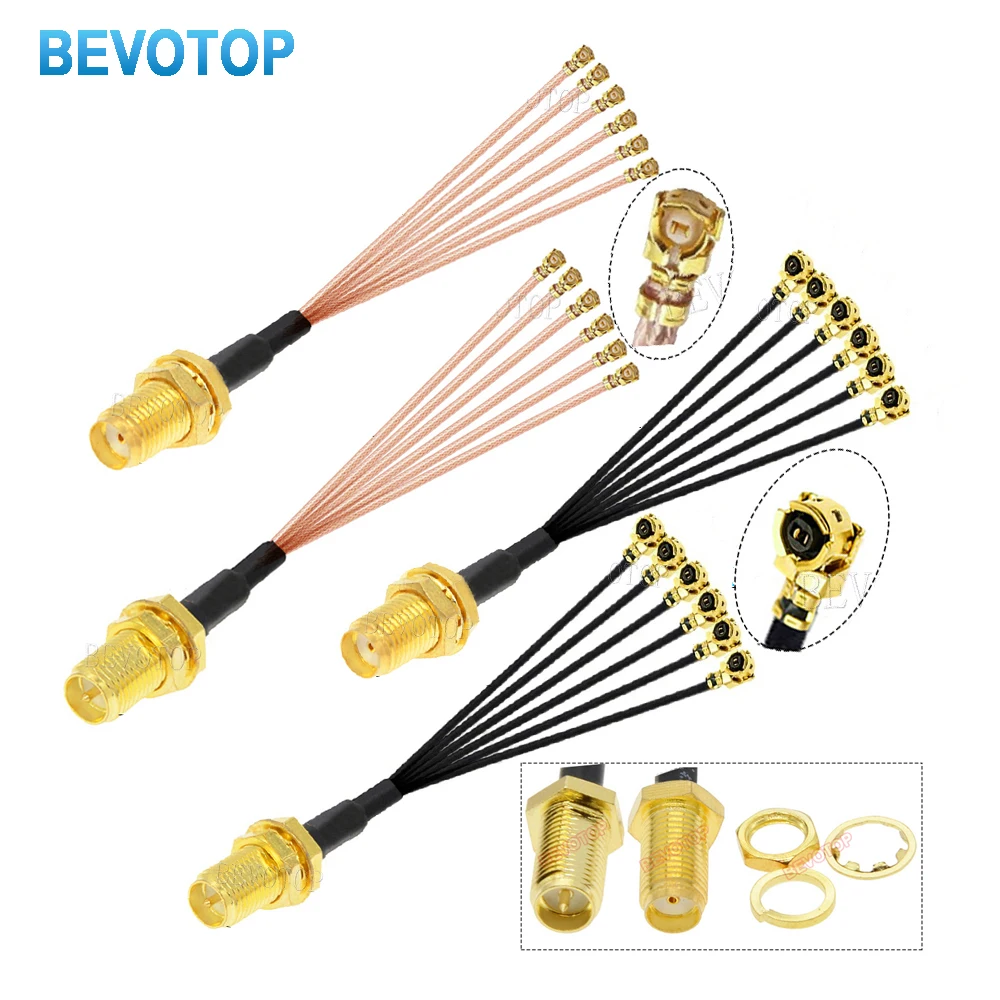 1 to 6 Splitter Jumper SMA Female to 6 X 1st Gen IPX-1 Female RG178 RF1.13 Cable Antenna Extension Pigtail for RF Applications