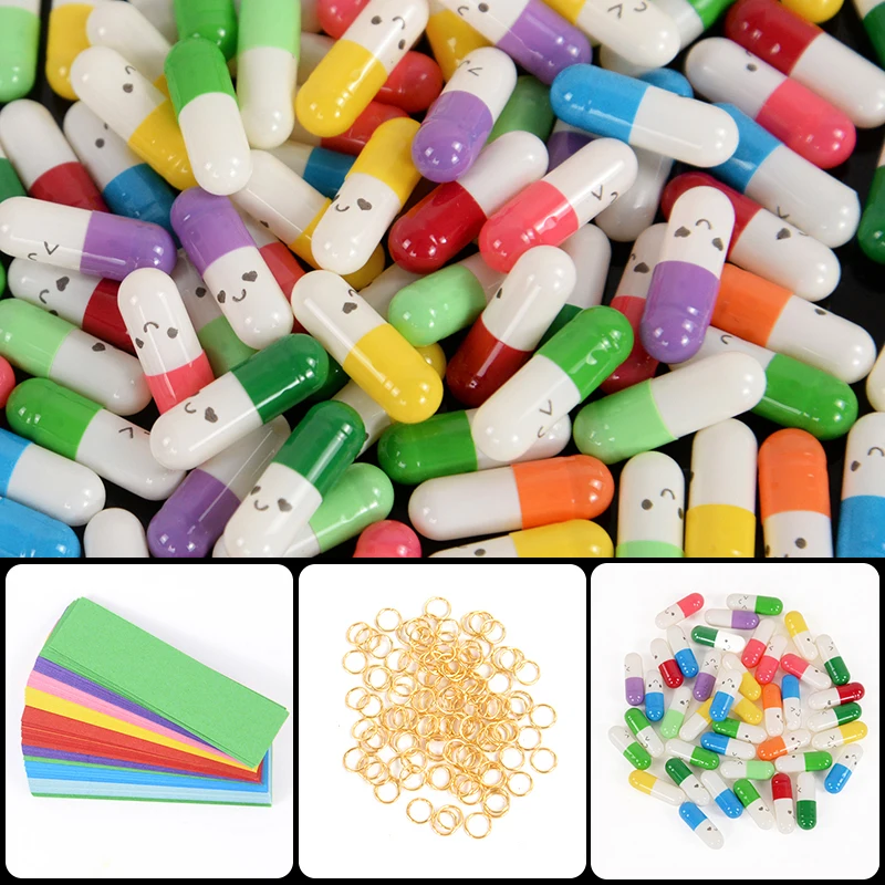 105Pcs Message Capsules Blank Notes Pill With Roll Paper Wish Bottle Decor Wedding Birthday Party Gift for guests Valentines Day