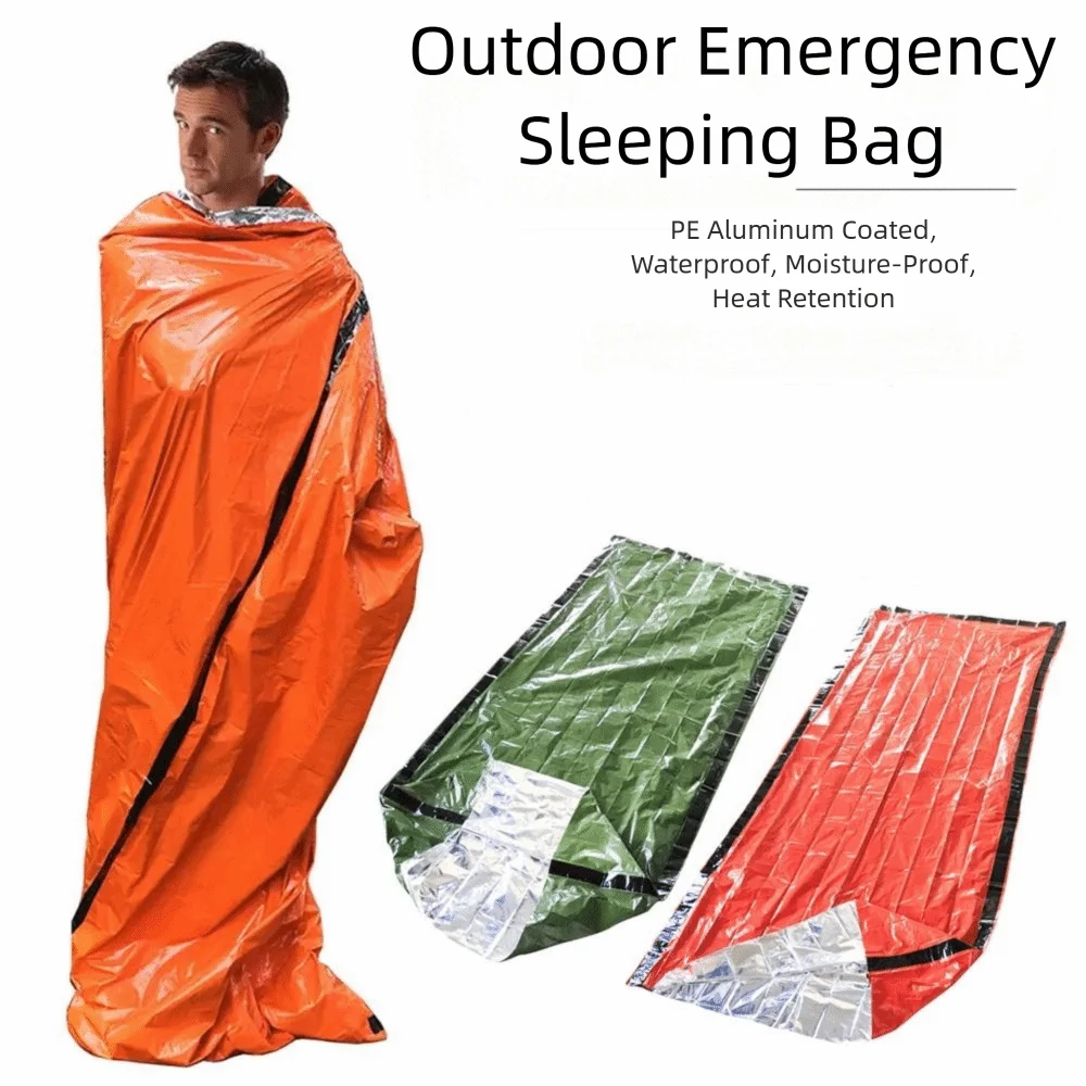 Thermal Sack Waterproof Emergency Sleeping Bag Reusable Thermal Survival Sleeping Bag Emergency Portable Thermal Blanket Hiking