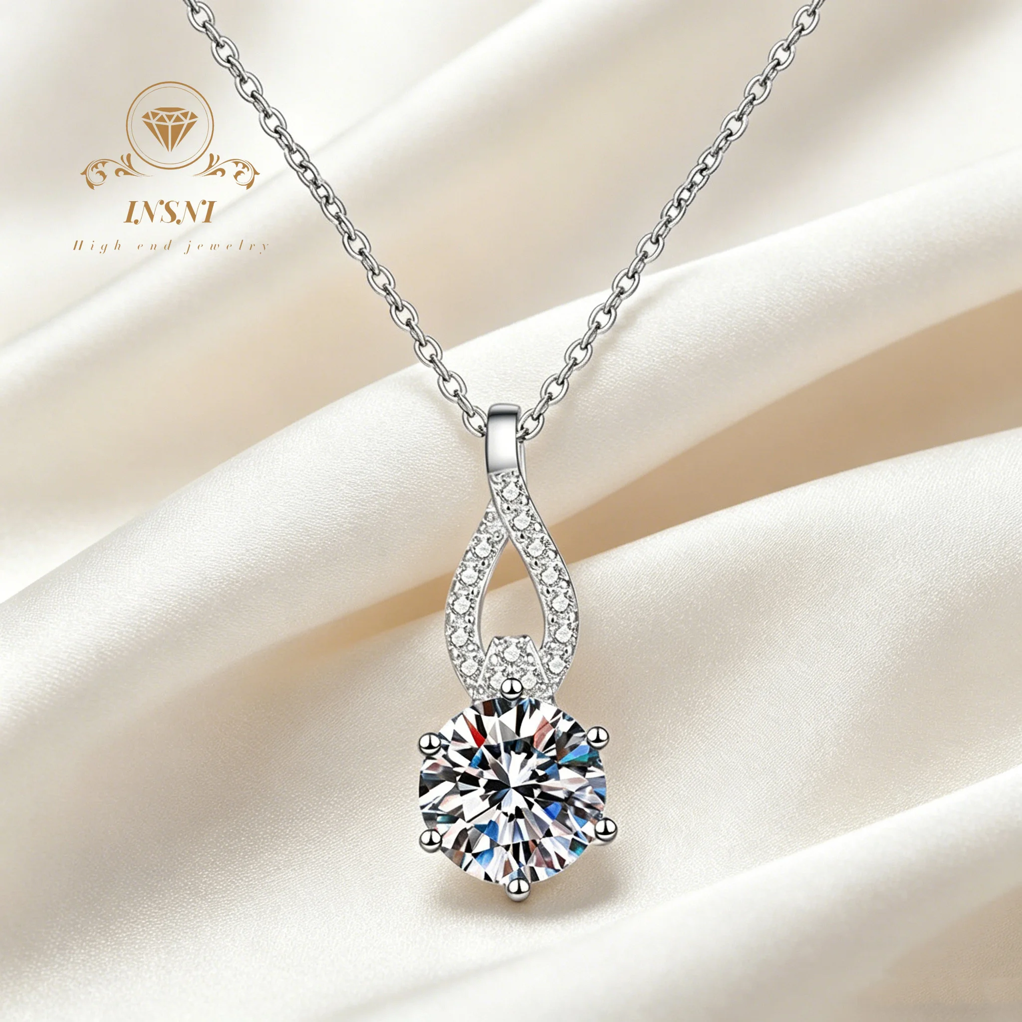 

1CT D Color Moissanite Gourd Lockbone Chain S925 Sterling Real Silver Affordable Light Luxury Women's Necklace Gift jewelry