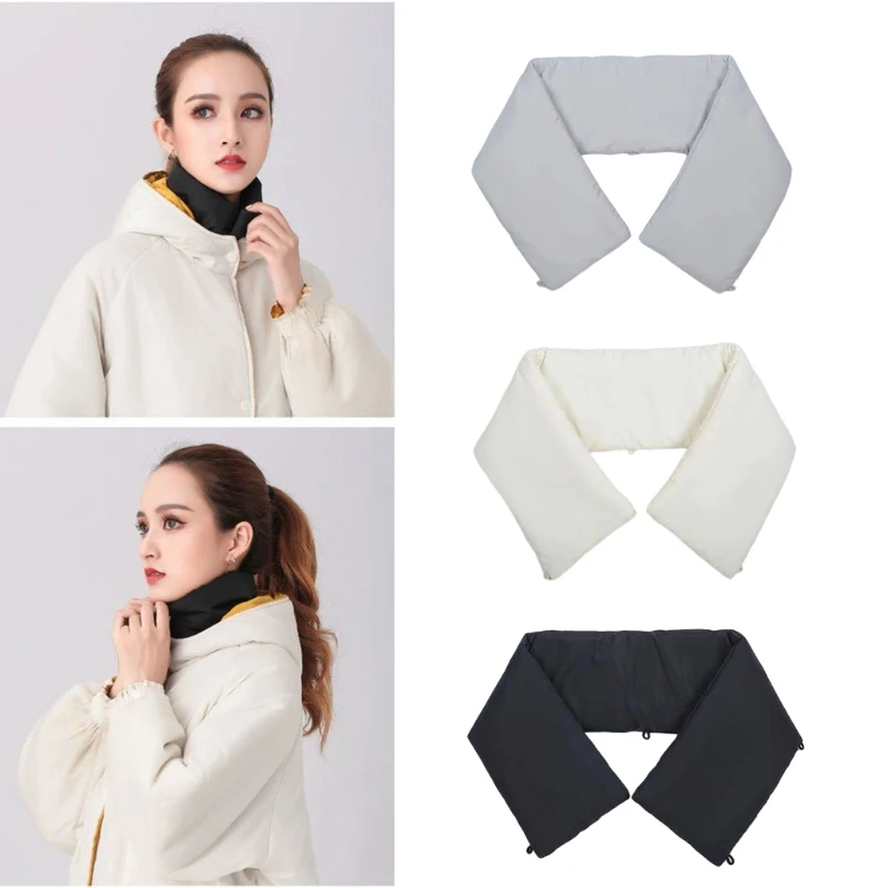 Women Winter Quilted Faux Collar Solid Color Padded Windbreaker False Collar Shawl Scarf Wrap Detachable Neck Warmer Collar