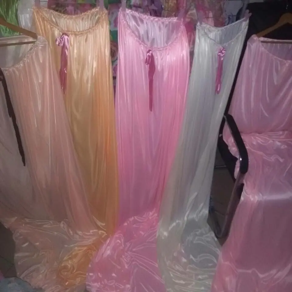 Wide0.7m Glossy Satin Loose Maxi Dress Ice Silk Sleeveless Sexy Long Sleeping Bag