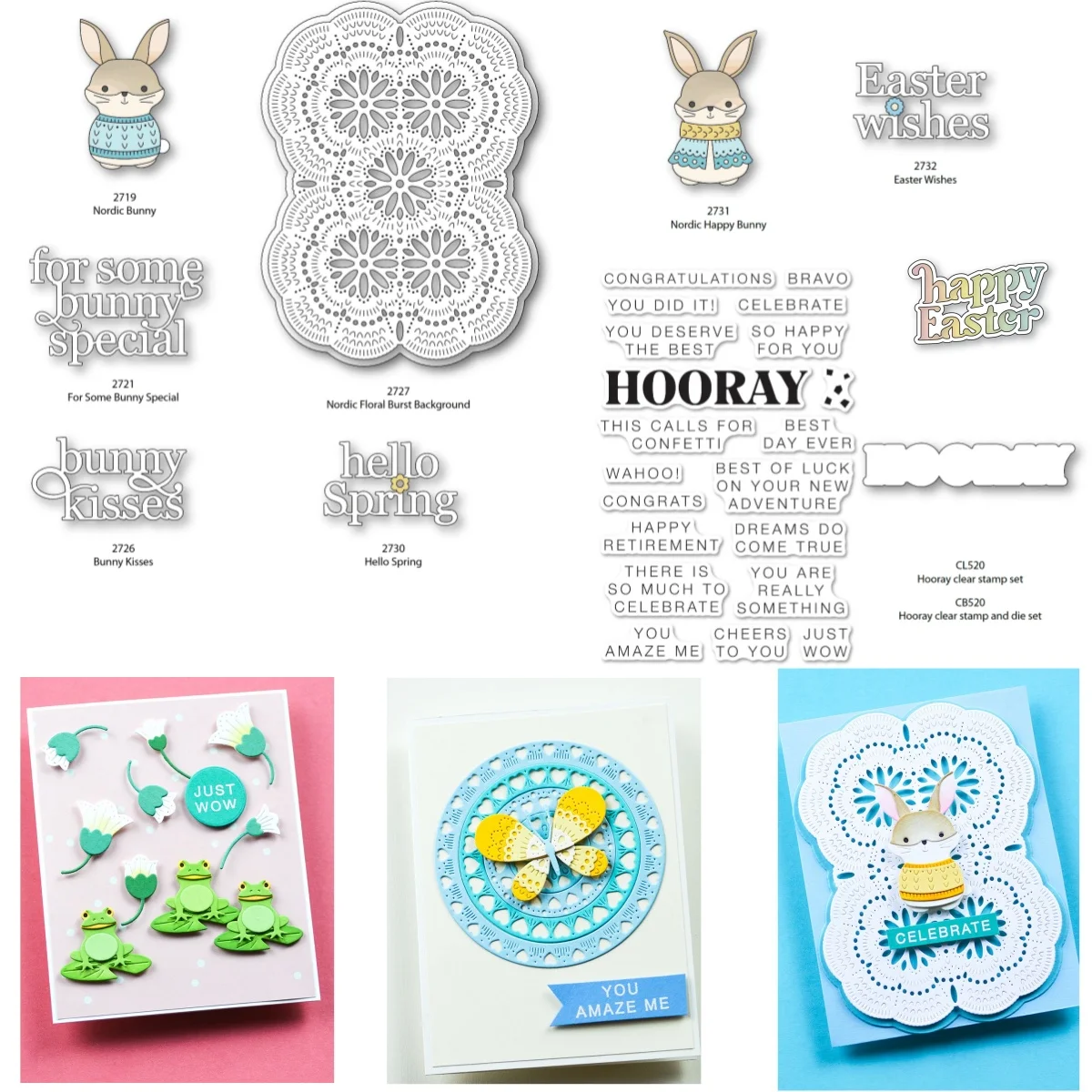 

Hooray Bunny Spring Floral Background Metal Cutting Dies Clear Stamps for DIY Greeting Card Scrapbooking Craft Paper Decoration