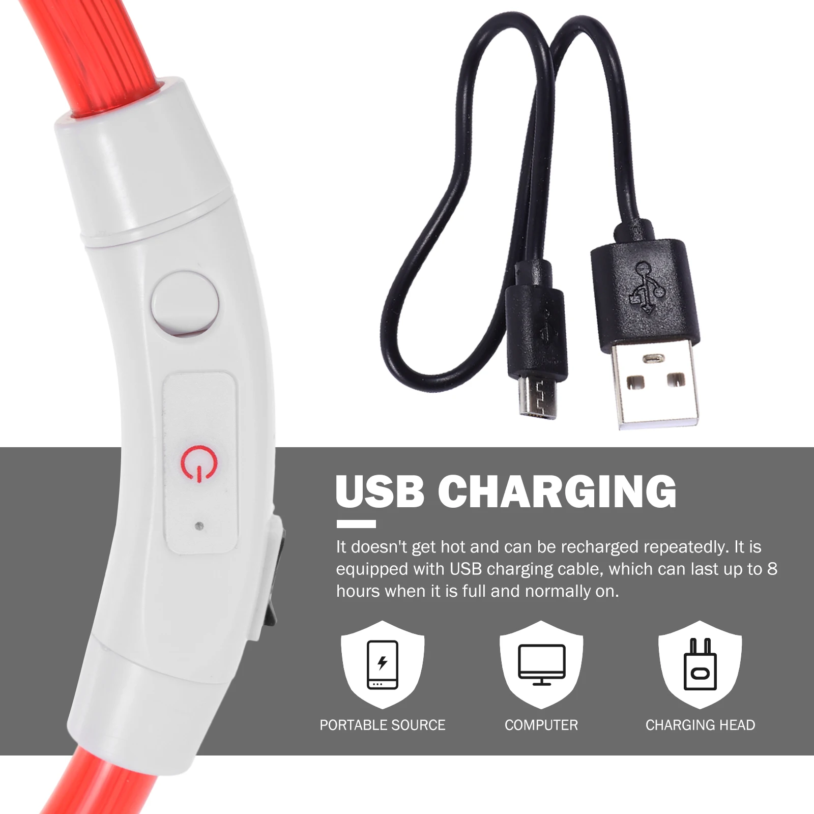 

Glowing Pet Collar with LED Lights USB Charging Safe for Dogs Cats Adjustable Lightweight Pet Glow Collar for Small