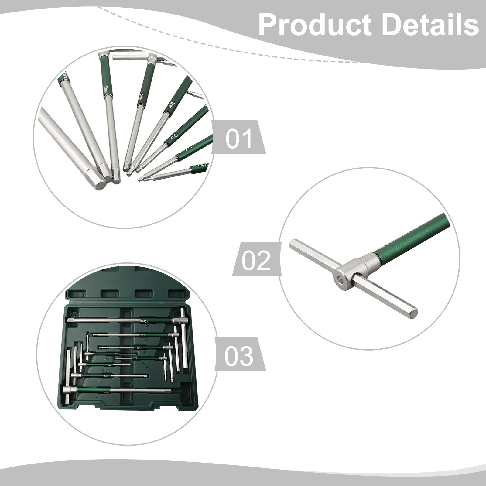 8 unids/set 2mm a 10mm llave en forma de T herramientas de reparación Manual de precisión de extensión de varilla deslizante Hexagonal giratoria de alta velocidad
