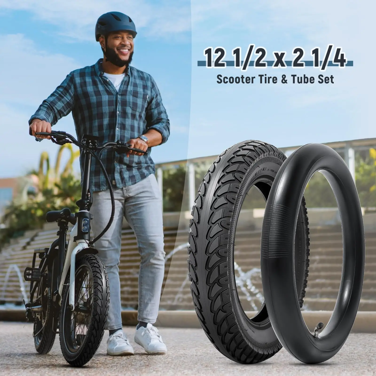 12 1/2 x 2 1/4 Tire and Inner Tube 12.5x2.25 Tyre For INMOTION P2/P2F eBike Razor Pocket Mod, Currie, Schwinn, GT, IZIP, eZip
