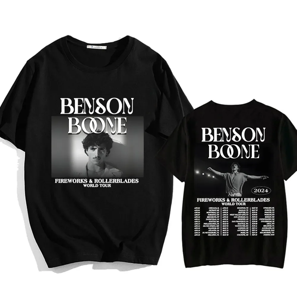 2024 Fireworks and Rollerblades World Tour T-shirts Benson Boone Beautiful Things Printing Tee-shirt Cotton Camisetas Men Women