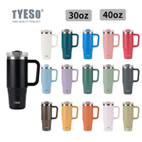 New Tyeso 30 40 oz Tumbler with Handle Straw Double Wall Stainless Steel Thermal Iced Travel Cup Vacuum Insulated Coffee Car Mug