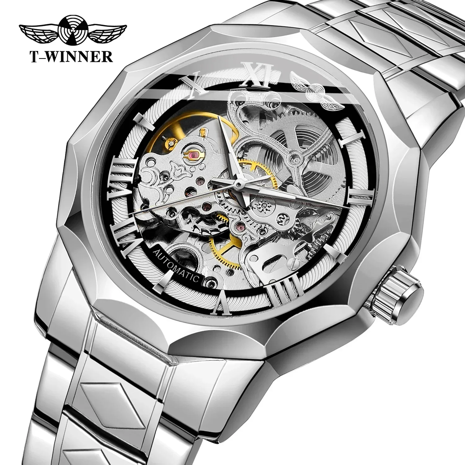 

NEW Forsining For Men Fashion Skeleton Automatic Mechanical Men's Watches Stainless Steel Wristwatch Reloj Hombre Waterproof