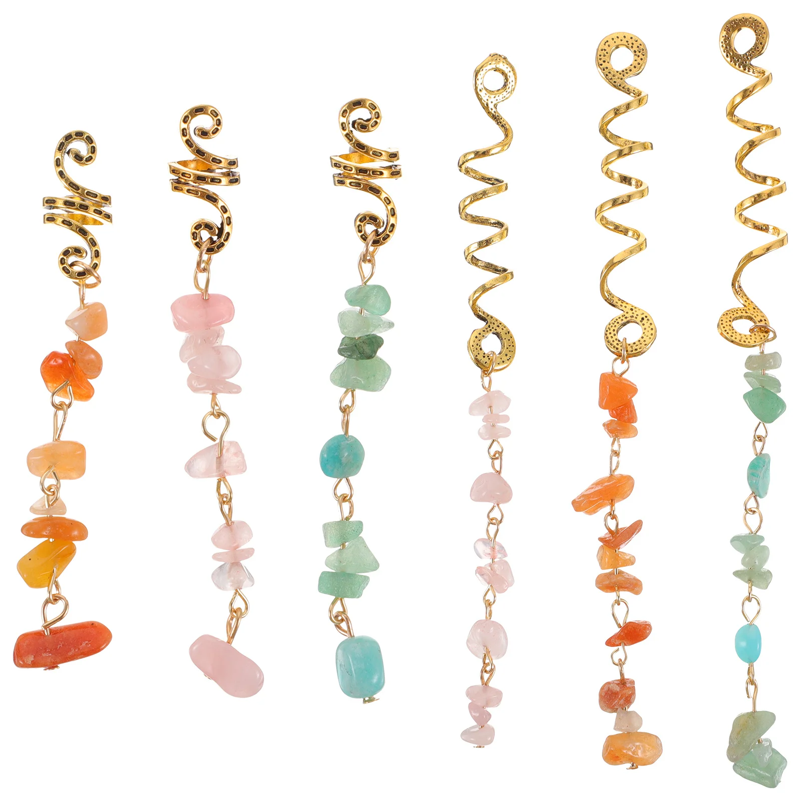 

6Pcs Braid Hair Charms Set Stone Beads for Hair Braids Jewelry Portable Not Easily Broken Ideal Gift for Girlfriend Wife Female