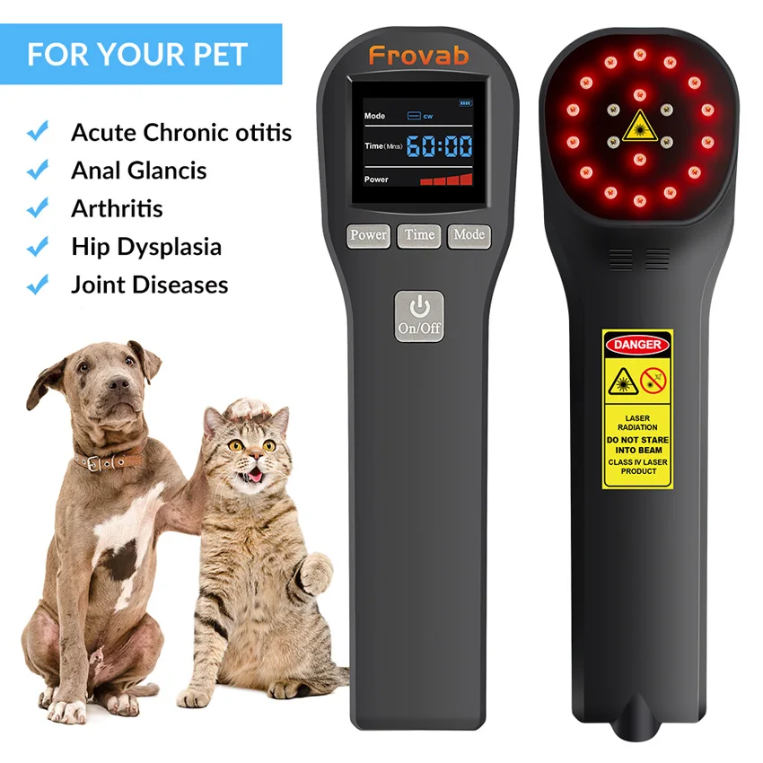 Appareil vétérinaire de thérapie au laser froid pour animaux de compagnie, 4x808nm, reviede thérapie à la lumière rouge pour instituts oto, luminothérapie à domicile pour chiens, chats, chevaux