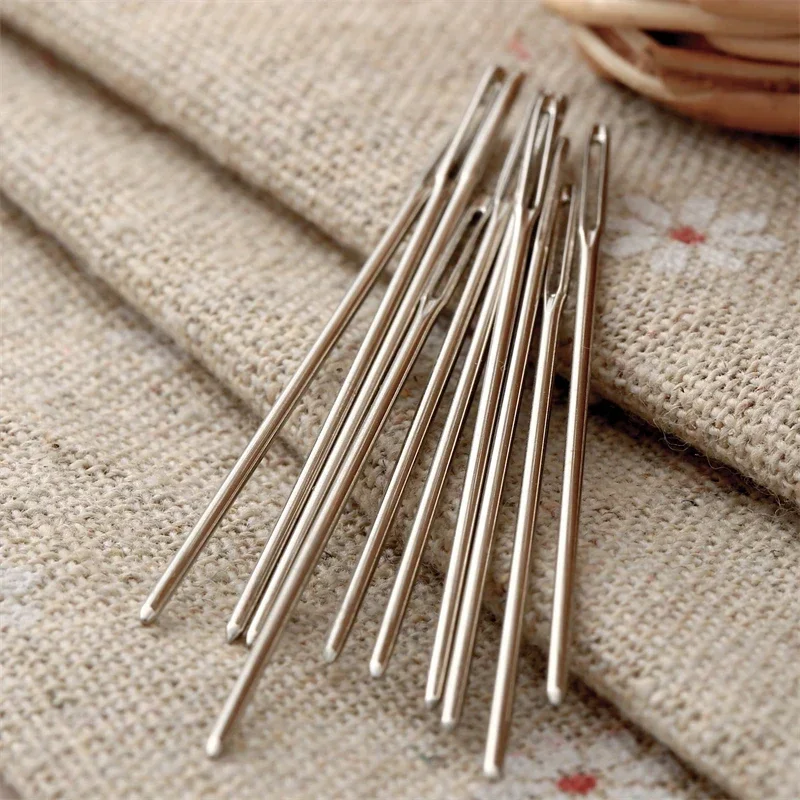 10Pcs Metal Knitters Wool Large Eye Needles Bodkin for Threading Darning Hand Sewing Tapestry Embroidery Home Crafts DIY Tools