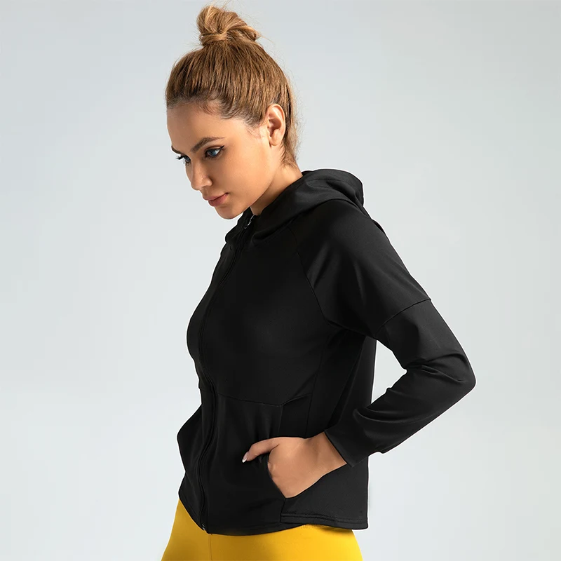 Jaqueta de emagrecimento com capuz ao ar livre, Terno De Ioga, Fitness Running Sportswear, Top solto