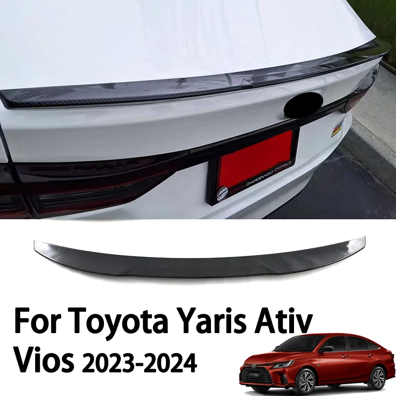 

For Toyota Yaris Ativ Vios 2023 2024 Carbon Fiber Grain Rear Trunk Spoiler Wing Trunk Top Tail Wing Exterior Decoration Parts
